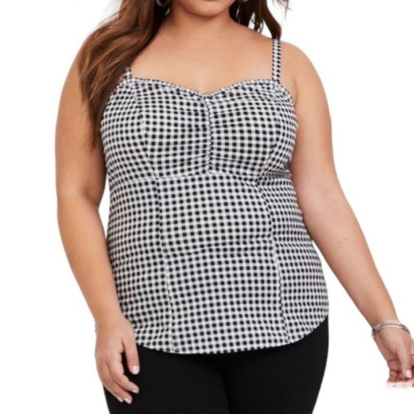 Torrid Black White Gingham Plaid Poplin Cami Tank Top Size 2X - Picture 1 of 10